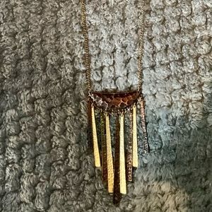 Long Hammered Metal Necklace